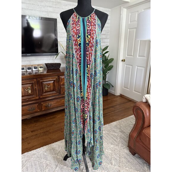 Anthropologie Ella Halter Tunic Handkerchief Dress Multicolor Womens Size M/L - Picture 1 of 10